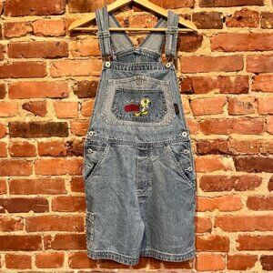 Looney Tunes Tweety Vintage Shortalls Size Small Overall Shorts 2000 Y2K